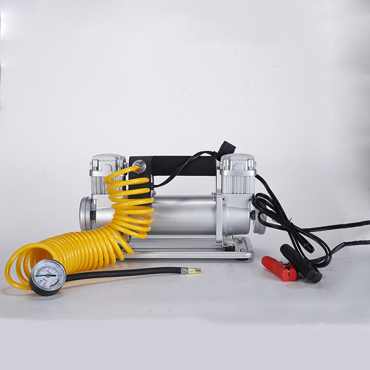 Metal Car Air Compressor 12V Vehicle Tire Inflator Double Cylinder Pump