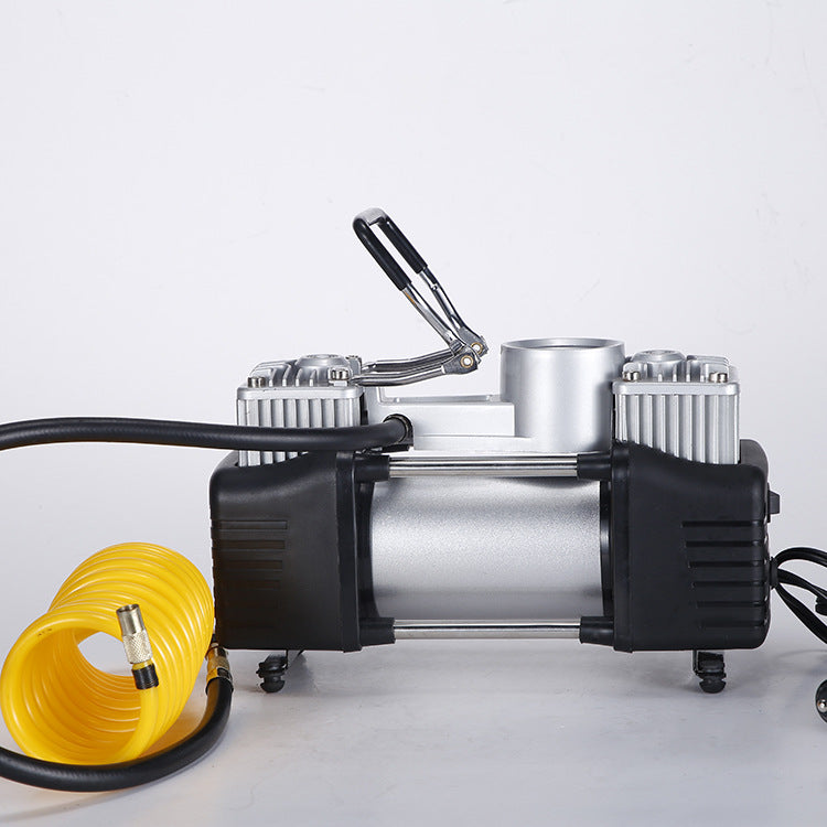 厂家批发双缸金属充气泵 高压快速汽车充气泵 便携式汽车充气泵