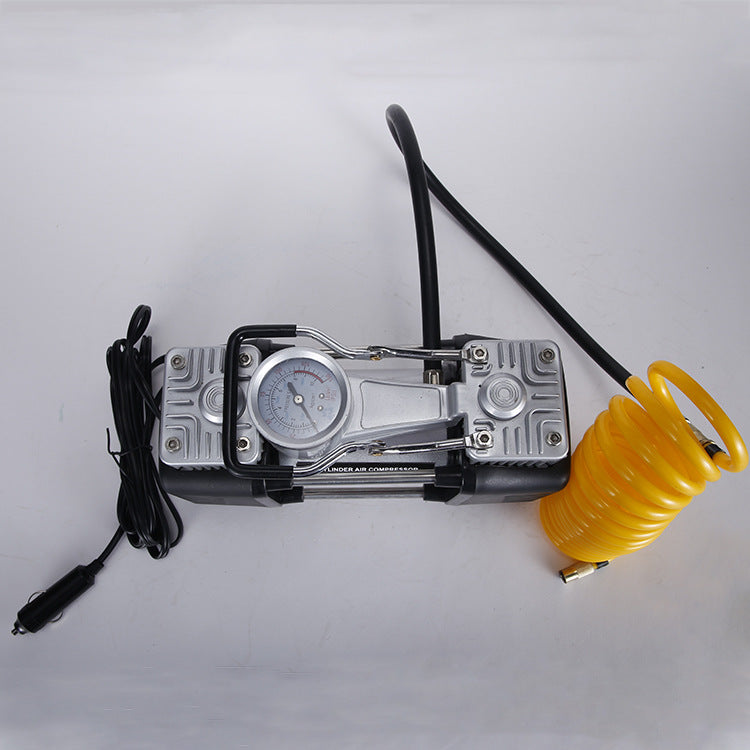 厂家批发双缸金属充气泵 高压快速汽车充气泵 便携式汽车充气泵