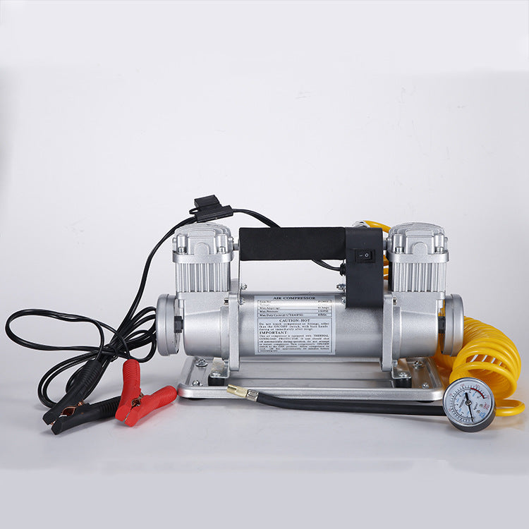 Metal Car Air Compressor 12V Vehicle Tire Inflator Double Cylinder Pump