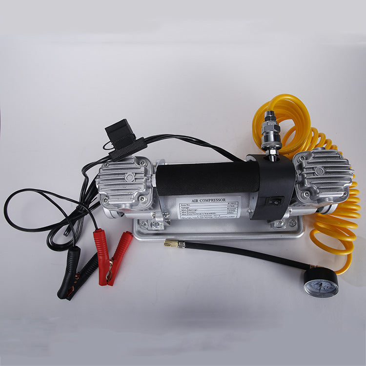 汽车金属车用充气泵打气泵 12V车载轮胎冲气泵打气机双缸充气泵